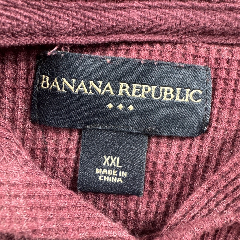 Banana Republic Waffle Knit Thermal Hoodie Mens XXL Red Striped Sweatshirt Top - Picture 5 of 6